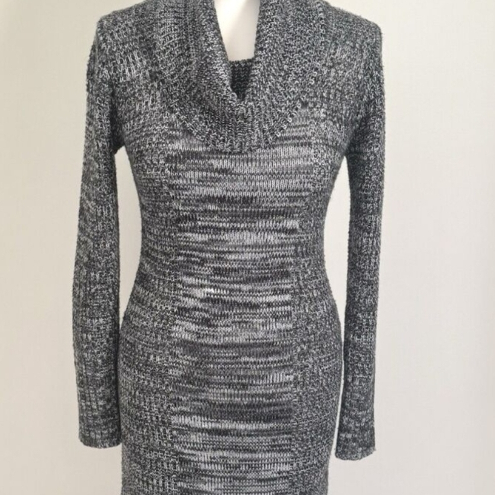 Gray Turtleneck Sweater with Textured Knit